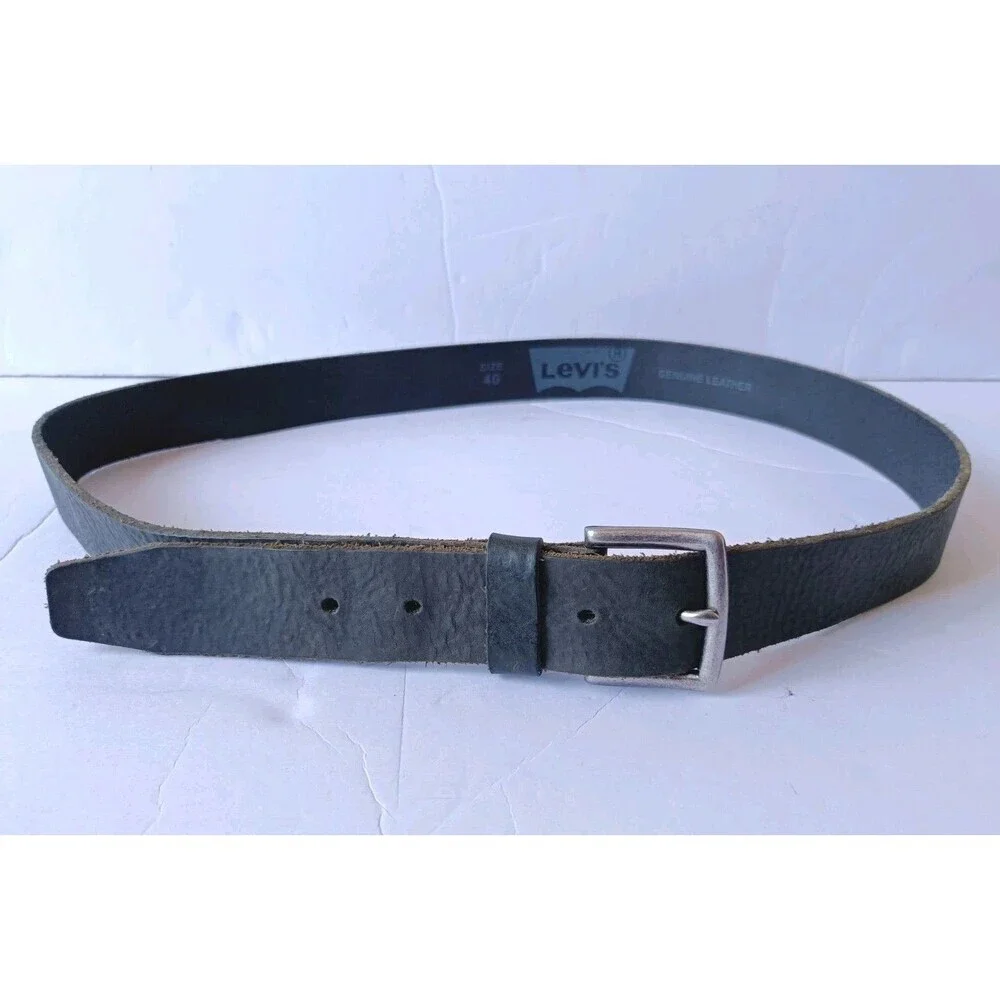 Levi's Genuine Leather Belt Men's 40 Black Nickel Buckle Adjustable